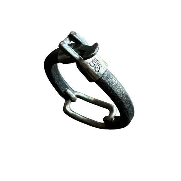 Vintage Uno de 50 Black Leather and Silver Bracelet Jewelry - Picture 2 of 8